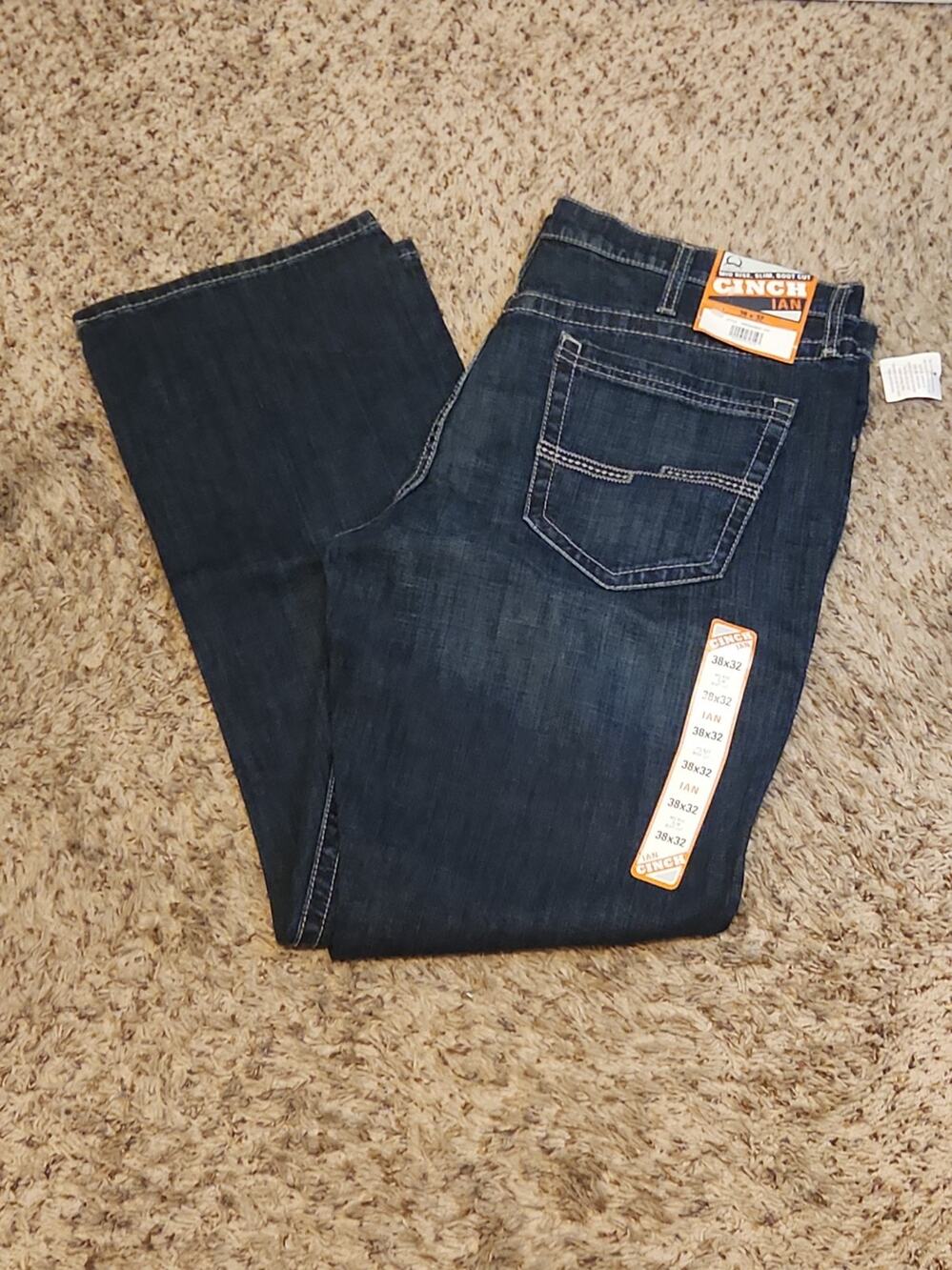 Cinch Ian Jeans Men's 38x32 Dark Blue Bootcut Slim Cowboy Ranch Western Wear